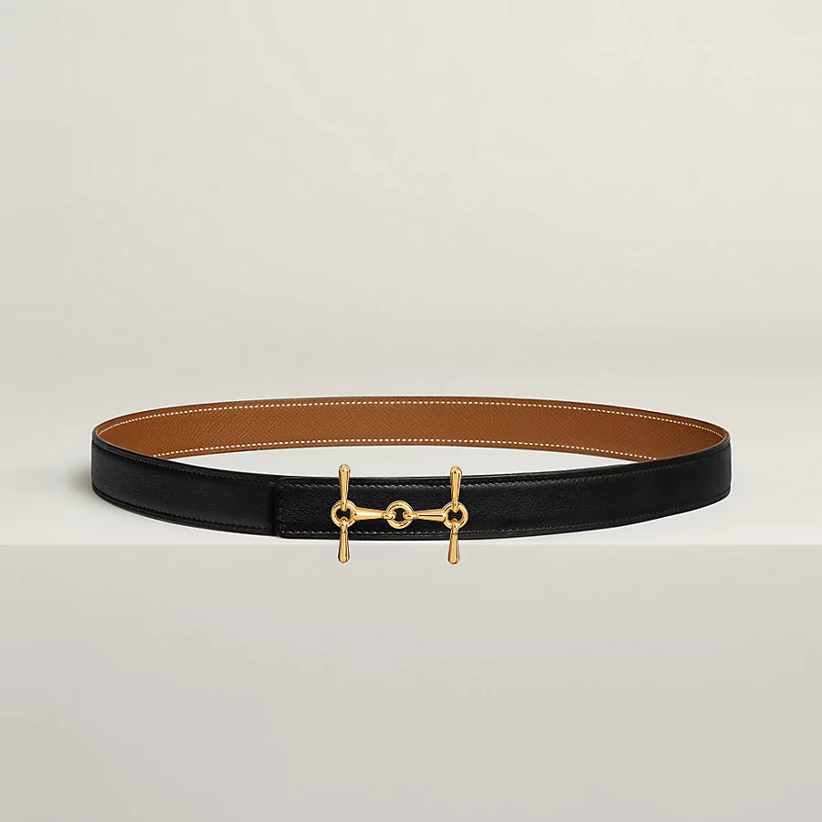 H Equestre belt buckle & Reversible leather strap 24 mm - Image 1